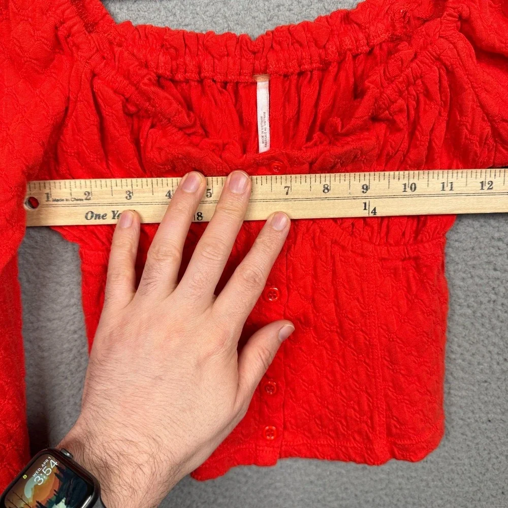 Free People Top Womens XS Red Lady Bug Babydoll‎ Preppy Boho Basic Capsule Y2K